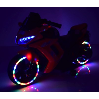 MOTOR ŚCIGACZ SPORT 1 Z OPARCIEM, ŚWIECĄCE KOŁA/, DWA SILNIKI/DM1600
