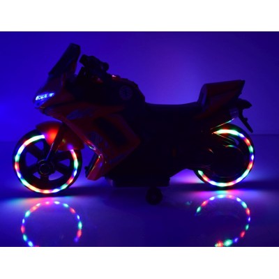 MOTOR ŚCIGACZ SPORT 1 Z OPARCIEM, ŚWIECĄCE KOŁA/, DWA SILNIKI/DM1600