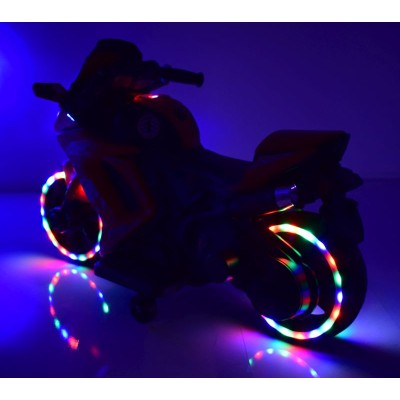 MOTOR ŚCIGACZ SPORT 1 Z OPARCIEM, ŚWIECĄCE KOŁA/, DWA SILNIKI/DM1600