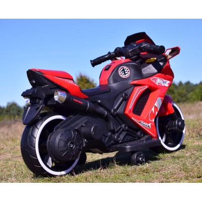 MOTOR ŚCIGACZ SPORT 1 Z OPARCIEM, ŚWIECĄCE KOŁA/, DWA SILNIKI/DM1600