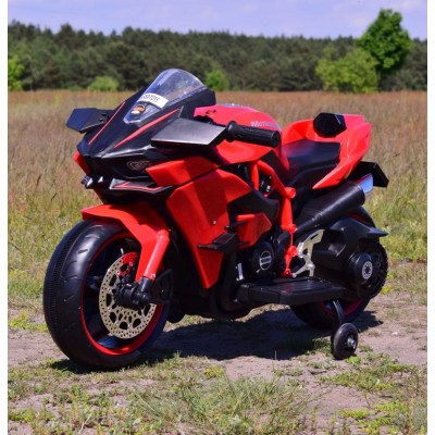 SUPER ŚCIGACZ 12 V, NOWOCZESNA  BRYŁA, ŚWIECĄCE KOŁA, GAZ W MANETCE, DWA SILNIKI/MOTOR-H