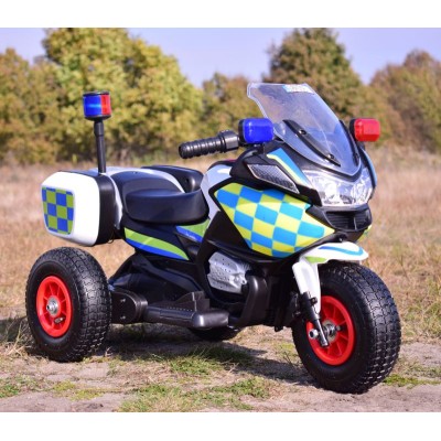 MOTOR POLICYJNY Z KOGUTEM, POMPOWANE KOŁA, DŹWIĘKI, DWA SILNIKI/B608