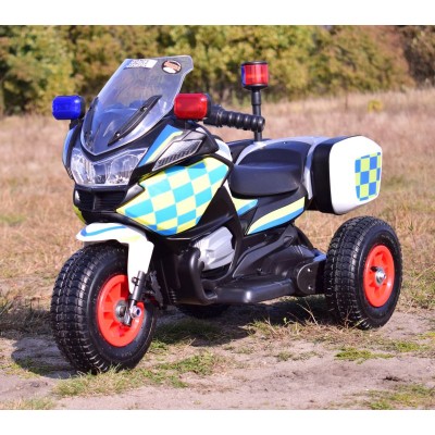 MOTOR POLICYJNY Z KOGUTEM, POMPOWANE KOŁA, DŹWIĘKI, DWA SILNIKI/B608