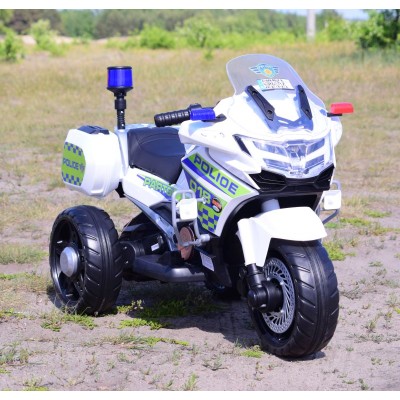 SZYBKI MOTOR POLICYJNY Z KOGUTEM, MIĘKKIE KOŁA, DŹWIĘKI, DWA SILNIKI, PILOT/NT5188