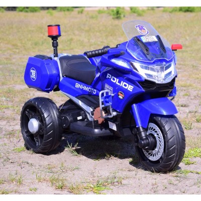 SZYBKI  MOTOR POLICYJNY Z KOGUTEM, MIĘKKIE KOŁA, DŹWIĘKI, DWA SILNIKI, PILOT/NT5188