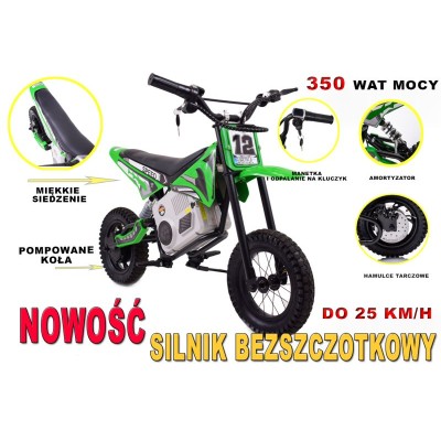 REWELACYJNY  MOTOR CROSSOWY SPEED   POMPOWANE KOŁA, STALOWA RAMA 36V/A9901