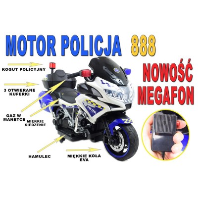 OLBRZYMI  SUPER  MOTOR  ŚCIGACZ POLICYJNY,MIĘKKIE KOŁA, MIĘKKIE SIEDZENIE, GAZ W RĄCZCE, HAMULEC /MH888