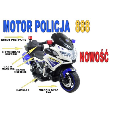 OLBRZYMI  SUPER  MOTOR  ŚCIGACZ POLICYJNY,MIĘKKIE KOŁA, MIĘKKIE SIEDZENIE, GAZ W RĄCZCE, HAMULEC /MH888
