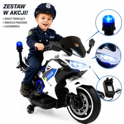 Motor policyjny z świecącym kogutem i syreną/A706-2