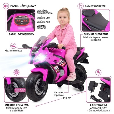 Wielki motor ścigacz  ma akumulator, miękkie koła, miękkie siedzenie/OZB909