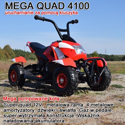 MEGA WIELKI QUAD, METALOWA KONSTRUKCJA, AMORTYZATORY, POMPOWANE KOŁA, LAKIER,GAZ W  MANETCE, MIĘKKIE SIEDZENIE/6688