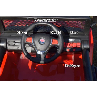 MEGA JEEP SUNSHINE, NAPĘD 4X4, 2X12V, WOLNY START/ MIĘKKIE KOŁA, BLUETOOTH, RADIO EXCLUSIVE/2388