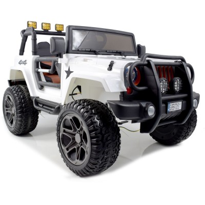 MEGA JEEP 4X4 Z REDUKTOREM NAPĘDU EXCLUSIVE, WOLNY START,MIĘKKIE KOŁA, 2x12V 10 Ah/WXE1688