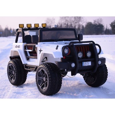 MEGA JEEP 4X4 Z REDUKTOREM NAPĘDU EXCLUSIVE, WOLNY START,MIĘKKIE KOŁA, 2x12V 10 Ah/WXE1688