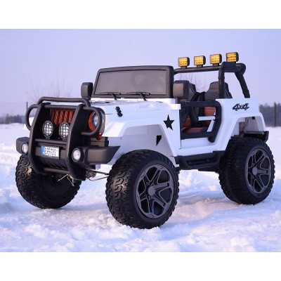MEGA JEEP 4X4 Z REDUKTOREM NAPĘDU EXCLUSIVE, WOLNY START,MIĘKKIE KOŁA, 2x12V 10 Ah/WXE1688