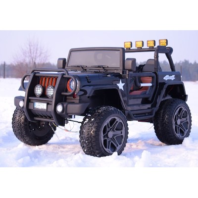 MEGA JEEP 4X4 Z REDUKTOREM NAPĘDU EXCLUSIVE, WOLNY START,MIĘKKIE KOŁA, 2x12V 10 Ah/WXE1688
