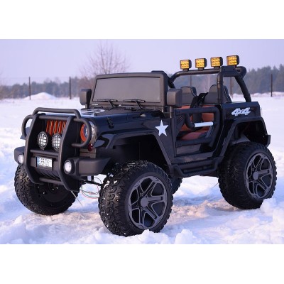 MEGA JEEP 4X4 Z REDUKTOREM NAPĘDU EXCLUSIVE, WOLNY START,MIĘKKIE KOŁA, 2x12V 10 Ah/WXE1688