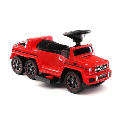 JEŹDZIK NA AKUMULATOR, PCHACZ, ODPYCHACZ MERCEDES G 63 AMG 6X6, MIĘKKIE KOŁA DASZEK , STEROWANIE RĄCZKĄ/1838 LONG