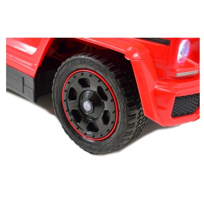 JEŹDZIK NA AKUMULATOR, PCHACZ, ODPYCHACZ MERCEDES G 63 AMG 6X6, MIĘKKIE KOŁA DASZEK , STEROWANIE RĄCZKĄ/1838 LONG