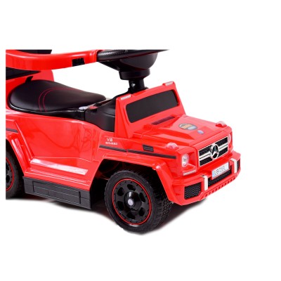 JEŹDZIK NA AKUMULATOR, PCHACZ, ODPYCHACZ MERCEDES G 63 AMG 6X6, MIĘKKIE KOŁA DASZEK , STEROWANIE RĄCZKĄ/1838 LONG