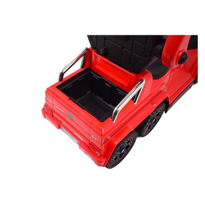 JEŹDZIK NA AKUMULATOR, PCHACZ, ODPYCHACZ MERCEDES G 63 AMG 6X6, MIĘKKIE KOŁA DASZEK , STEROWANIE RĄCZKĄ/1838 LONG