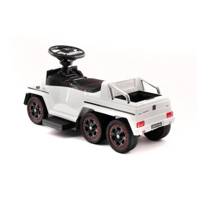 JEŹDZIK NA AKUMULATOR, PCHACZ, ODPYCHACZ MERCEDES G 63 AMG 6X6, MIĘKKIE KOŁA,  DASZEK , STEROWANIE RĄCZKĄ /1838 LONG