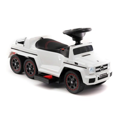 JEŹDZIK NA AKUMULATOR, PCHACZ, ODPYCHACZ MERCEDES G 63 AMG 6X6, MIĘKKIE KOŁA,  DASZEK , STEROWANIE RĄCZKĄ /1838 LONG