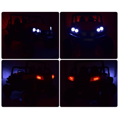 MEGA AUTO  4X4 , FUNKCJA BUJANIA, AMORTYZATORY, MIĘKKIE KOŁA EVA, MIĘKKIE SIEDZENIE FULL OPCJA DLA 2 DZIECI /HM1188