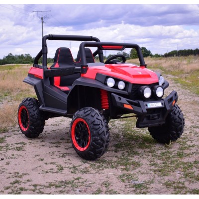 MEGA AUTO  4X4 , FUNKCJA BUJANIA, AMORTYZATORY, MIĘKKIE KOŁA EVA, MIĘKKIE SIEDZENIE FULL OPCJA DLA 2 DZIECI /HM1188