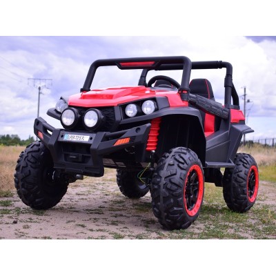 MEGA AUTO  4X4 , FUNKCJA BUJANIA, AMORTYZATORY, MIĘKKIE KOŁA EVA, MIĘKKIE SIEDZENIE FULL OPCJA DLA 2 DZIECI /HM1188