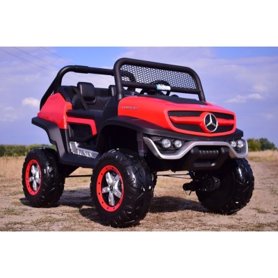 MERCEDES BENZ UNIMOG 4X4,12V14AH, AMORTYZATORY, MIĘKKIE KOŁA, MP4, SUPER OPCJA/UNIMOG