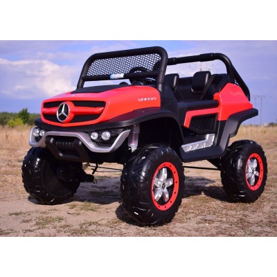 MERCEDES BENZ UNIMOG 4X4,12V14AH, AMORTYZATORY, MIĘKKIE KOŁA, MP4, SUPER OPCJA/UNIMOG