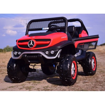 MERCEDES BENZ UNIMOG 4X4,12V14AH, AMORTYZATORY, MIĘKKIE KOŁA, MP4, SUPER OPCJA/UNIMOG