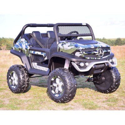 MERCEDES BENZ UNIMOG 4X4,12V14AH, AMORTYZATORY, MIĘKKIE KOŁA,MIĘKKIE SIEDZENIE SUPER OPCJA/UNIMOG