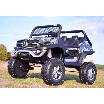 MERCEDES BENZ UNIMOG 4X4,12V14AH, AMORTYZATORY, MIĘKKIE KOŁA,MIĘKKIE SIEDZENIE SUPER OPCJA/UNIMOG
