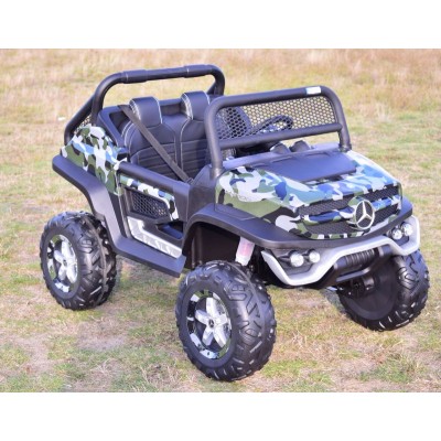 MERCEDES BENZ UNIMOG 4X4,12V14AH, AMORTYZATORY, MIĘKKIE KOŁA,MIĘKKIE SIEDZENIE SUPER OPCJA/UNIMOG
