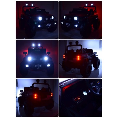 MEGA DŻIP OFF ROAD 4X4, MIĘKKIE KOŁA, MIĘKKIE SIEDZENIE, FUNKCJA BUJANIA, KLUCZYK,/HC8988