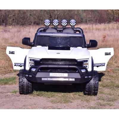 MEGA JEEP  WORKS SIX 4X4, 2 X 12V  MĘKKIE KOŁA, MIĘKKIE SIEDZENIE/JC003