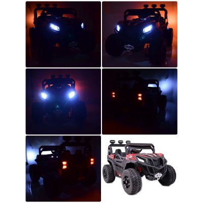 MEGA BUGGY RZR TURBO 12 V,4X4 180 W MEGA MOC, PILOT, MIĘKKIE SIEDZENIE, MIĘKKIE KOŁA, FUNKCJA BUJANIA, KLUCZYK /HC301