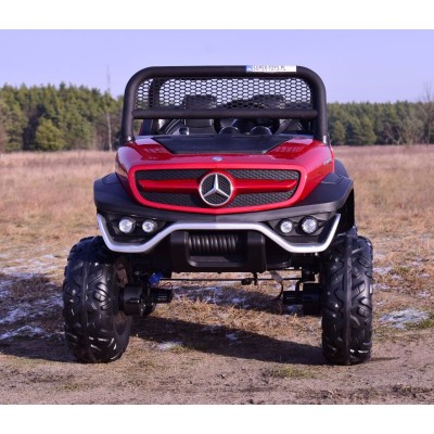 MERCEDES BENZ UNIMOG 4X4,12V14AH, AMORTYZATORY, MIĘKKIE KOŁA, MP4, LAKIER SUPER OPCJA/UNIMOG