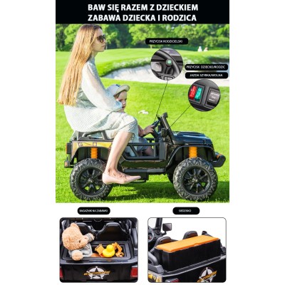 MEGA JEEP 4 SPEED  DLA DZIECKA I DLA RODZICA  4x4, DO 100 kg - STEROWANIE TELEFONEM, WALIZKA - HIT/XB1118