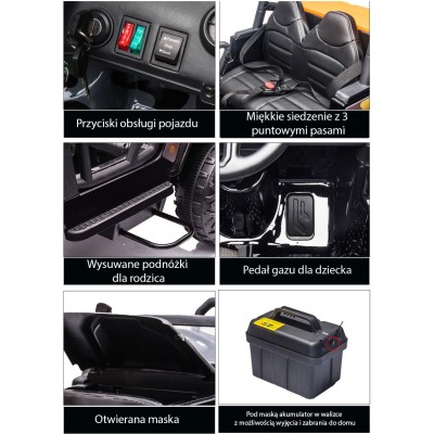 MEGA JEEP 4 SPEED  DLA DZIECKA I DLA RODZICA  4x4, DO 100 kg - STEROWANIE TELEFONEM, WALIZKA - HIT/XB1118