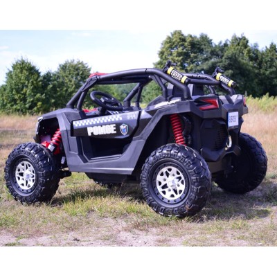 MEGA BUGGY UTV POLICJA TURBO R FOX DLA 2 DZIECI 4X200 W, 24V, SUPER MOC, WSPOMAGANIE/XB2118