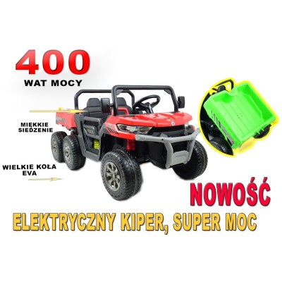 BUGGY 6 KOŁOWY DLA 2 DZIECI, ELEKTRYCZNA WYWROTKA, MIĘKKIE KOŁA, MIĘKKIE SIEDZENIE, 400 WAT/XMX623B