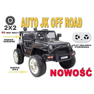 JEEP NA AKUMULATOR "JK OFF ROAD", MIĘKKIE KOŁA, MIĘKKIE SIEDZENIE/LL555