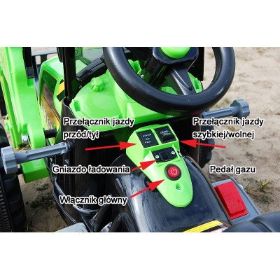 MOCNY TRAKTOR Z ŁYŻKĄ KINGDOM 12V  DWIE PRĘDKOŚCI/JS328A