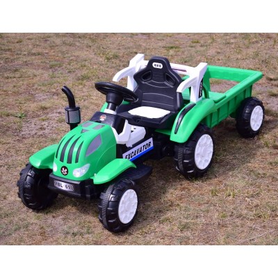 TRAKTOR NA AKUMULATOR Z PRZYCZEPĄ, MIĘKKIE SIEDZENIE,/698-RC