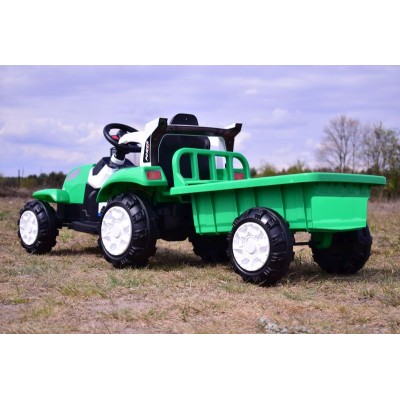 TRAKTOR NA AKUMULATOR Z PRZYCZEPĄ, MIĘKKIE SIEDZENIE,/698-RC