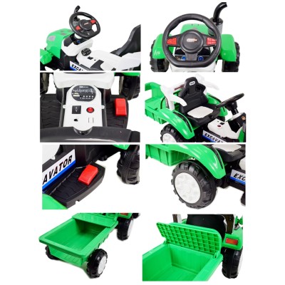 TRAKTOR NA AKUMULATOR Z PRZYCZEPĄ, MIĘKKIE SIEDZENIE,/698-RC
