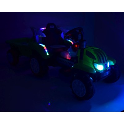 TRAKTOR NA AKUMULATOR Z PRZYCZEPĄ, MIĘKKIE SIEDZENIE,/698-RC